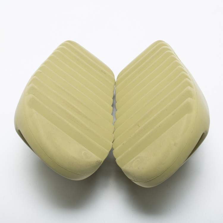 Pre Owned Yeezy x Adidas Light Green Rubber Resin Slides Size 43