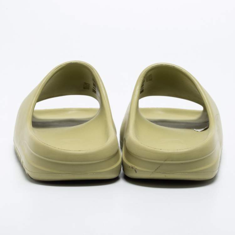 Pre Owned Yeezy x Adidas Light Green Rubber Resin Slides Size 43
