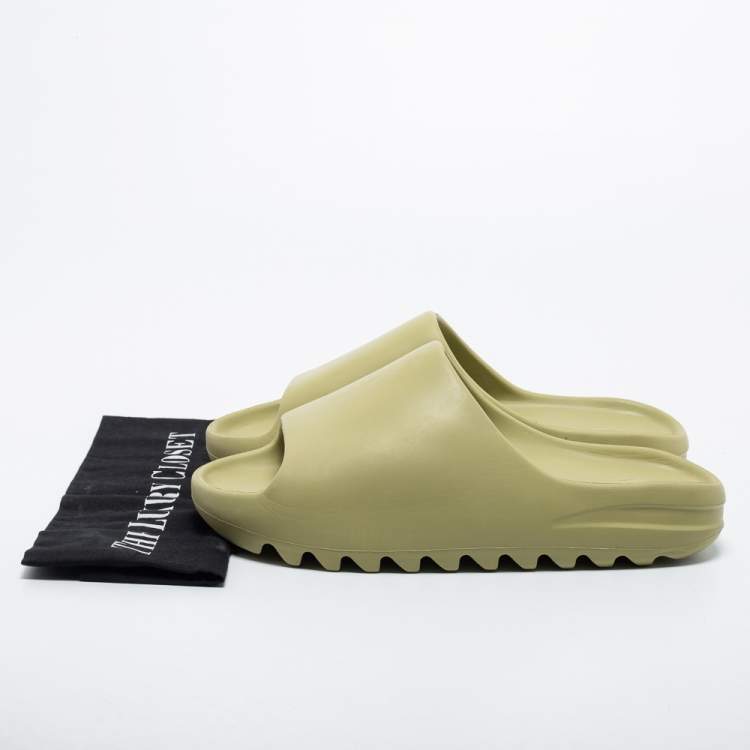 Pre Owned Yeezy x Adidas Light Green Rubber Resin Slides Size 43
