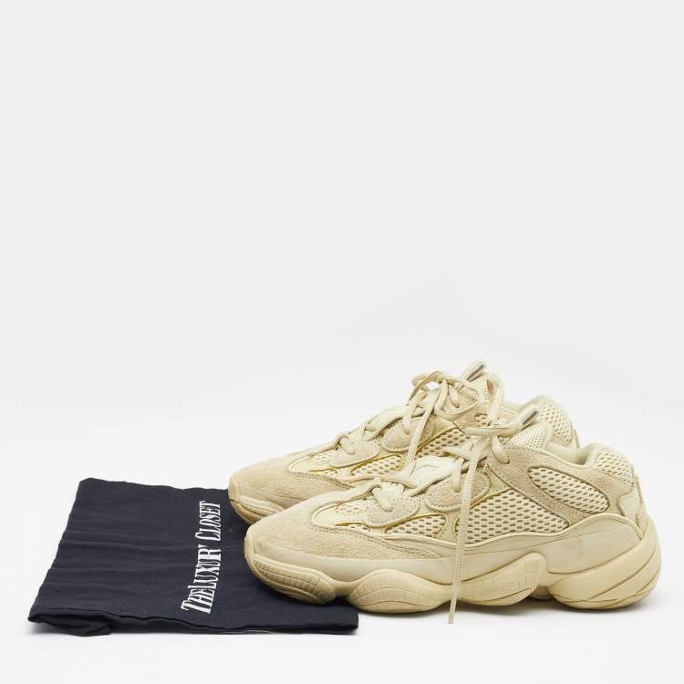 Pre Owned Yeezy x Adidas Yellow Suede, Leather and Mesh Boost 500 Super Moon Yellow Sneakers Size 38