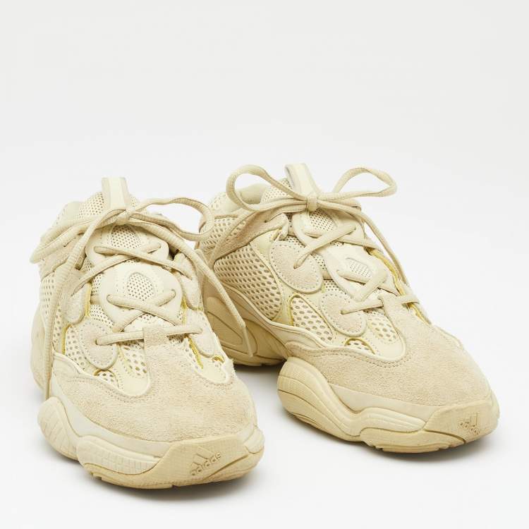 Pre Owned Yeezy x Adidas Yellow Suede, Leather and Mesh Boost 500 Super Moon Yellow Sneakers Size 38