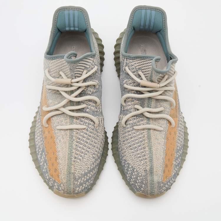 Pre Owned Yeezy x Adidas Blue/White Knit Fabric Boost 350 Israfil Sneakers Size 44 2/3