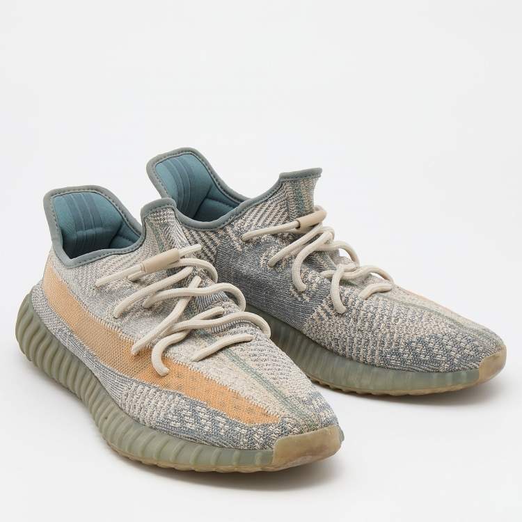 Pre Owned Yeezy x Adidas Blue/White Knit Fabric Boost 350 Israfil Sneakers Size 44 2/3