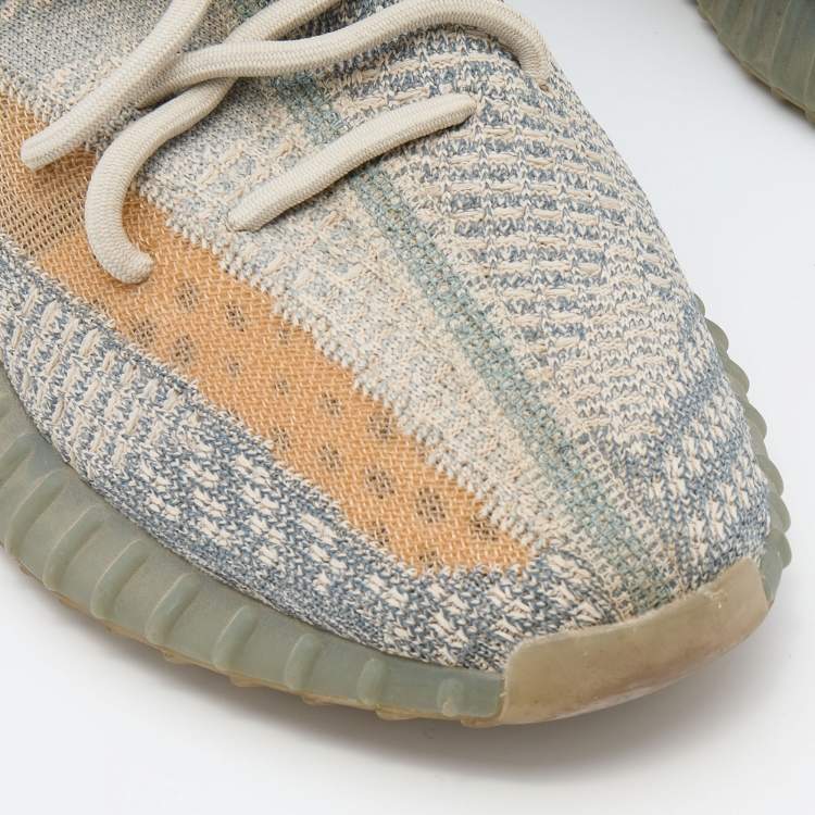 Pre Owned Yeezy x Adidas Blue/White Knit Fabric Boost 350 Israfil Sneakers Size 44 2/3