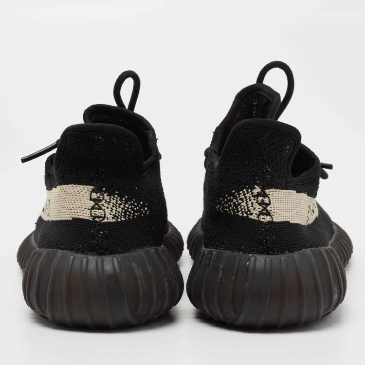 Pre Owned Yeezy x Adidas Black Knit Fabric Boost 350 V2 Oreo Sneakers Size 42