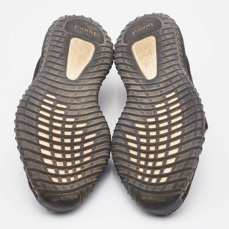 Pre Owned Yeezy x Adidas Black Knit Fabric Boost 350 V2 Sneakers Size 48