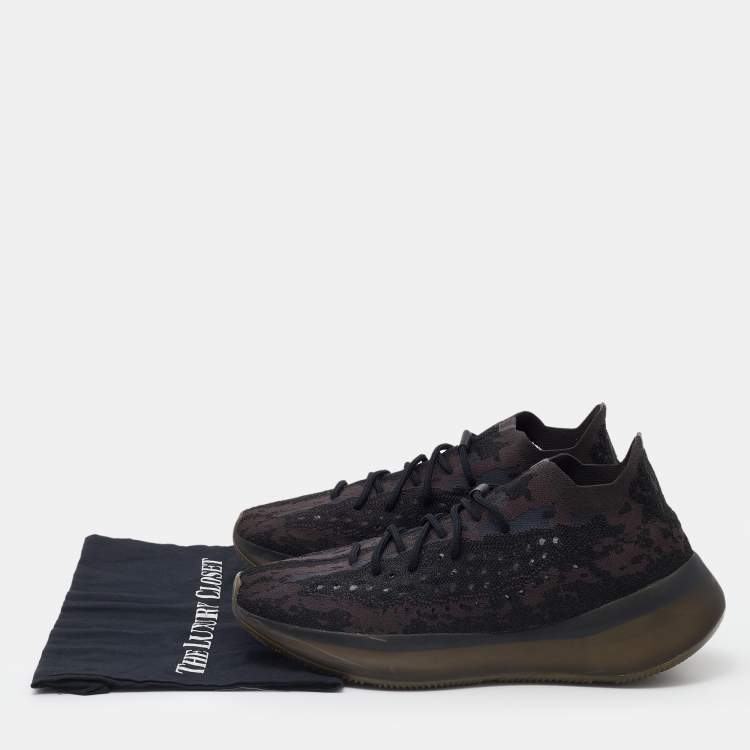 Pre Owned Yeezy x Adidas Multicolor Knit Fabric Boost 380 Onyx Reflective Sneakers Size 48