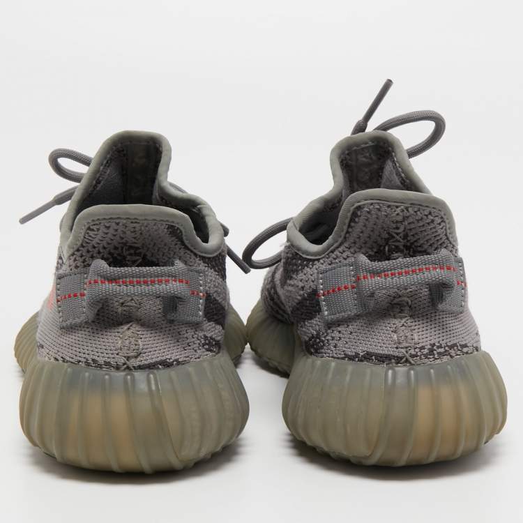 Pre Owned Yeezy x Adidas Grey Knit Fabric Boost 350 V2 Beluga 2.0 Sneakers Size 38