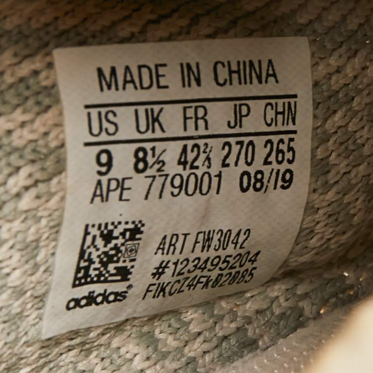 Pre Owned Yeezy x Adidas Beige/Grey Knit Fabric Boost 350 V2 Citrin Sneakers Size 42 2/3