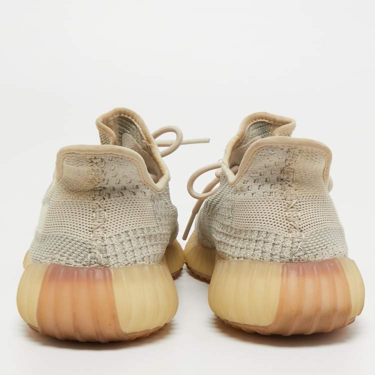Pre Owned Yeezy x Adidas Beige/Grey Knit Fabric Boost 350 V2 Citrin Sneakers Size 42 2/3