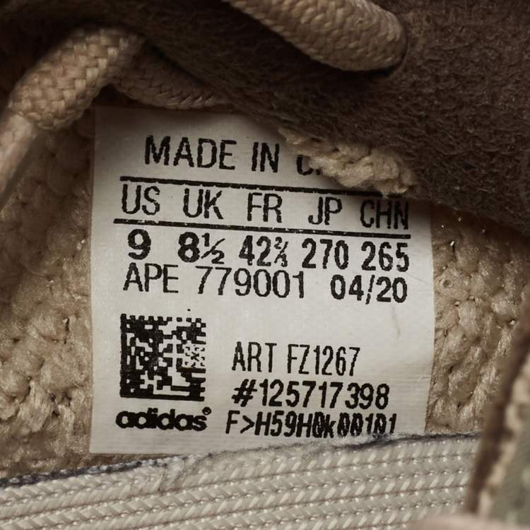 Pre Owned Yeezy x Adidas Beige/Brown Knit Fabric Boost 350 V2 Zyon Sneakers Size 42 2/3
