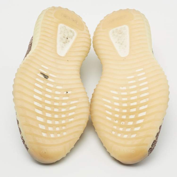 Pre Owned Yeezy x Adidas Beige/Brown Knit Fabric Boost 350 V2 Zyon Sneakers Size 42 2/3