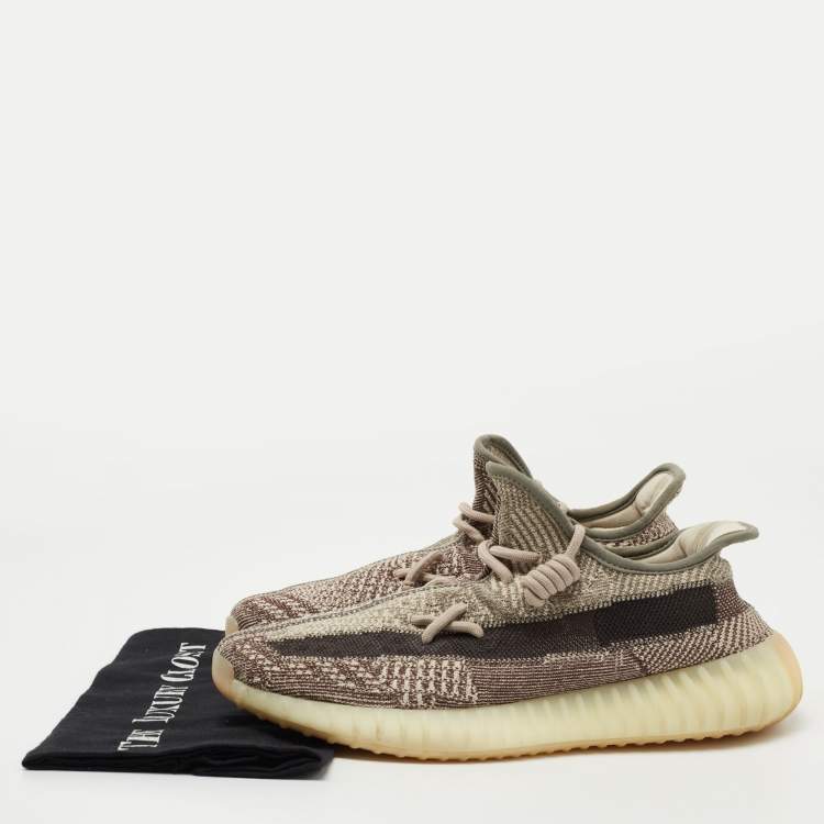 Pre Owned Yeezy x Adidas Beige/Brown Knit Fabric Boost 350 V2 Zyon Sneakers Size 42 2/3