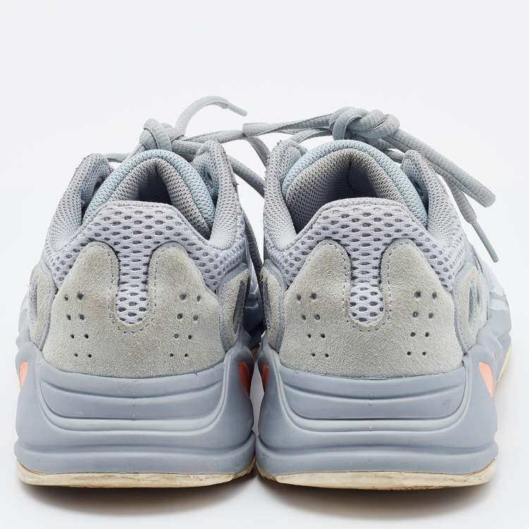 Pre Owned Yeezy x Adidas Grey/Blue Suede and Mesh Boost 700 V2 Inertia Sneakers Size 39 1/3