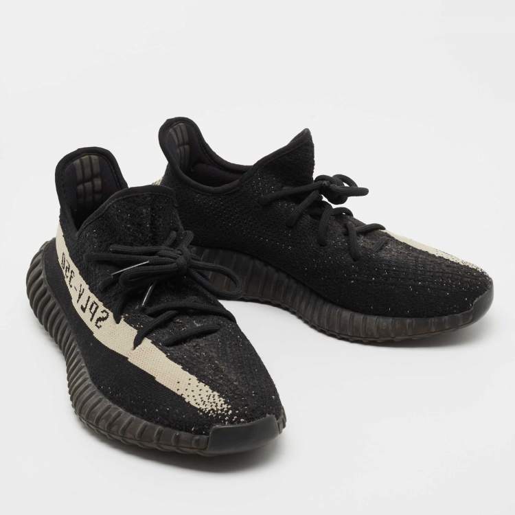 Pre Owned Yeezy x Adidas Black Knit Fabric Boost 350 V2 Oreo Sneakers Size 44