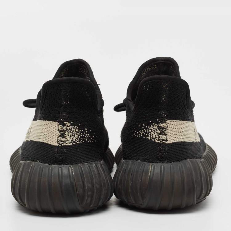 Pre Owned Yeezy x Adidas Black Knit Fabric Boost 350 V2 Oreo Sneakers Size 44
