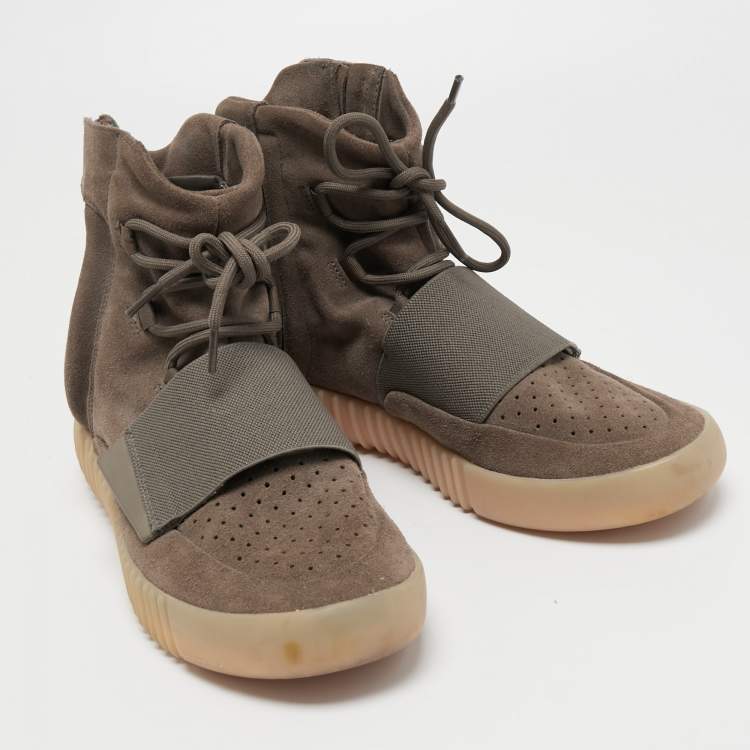 Pre Owned Yeezy x Adidas Brown Suede Boost 750 Light Brown Sneakers Size 44