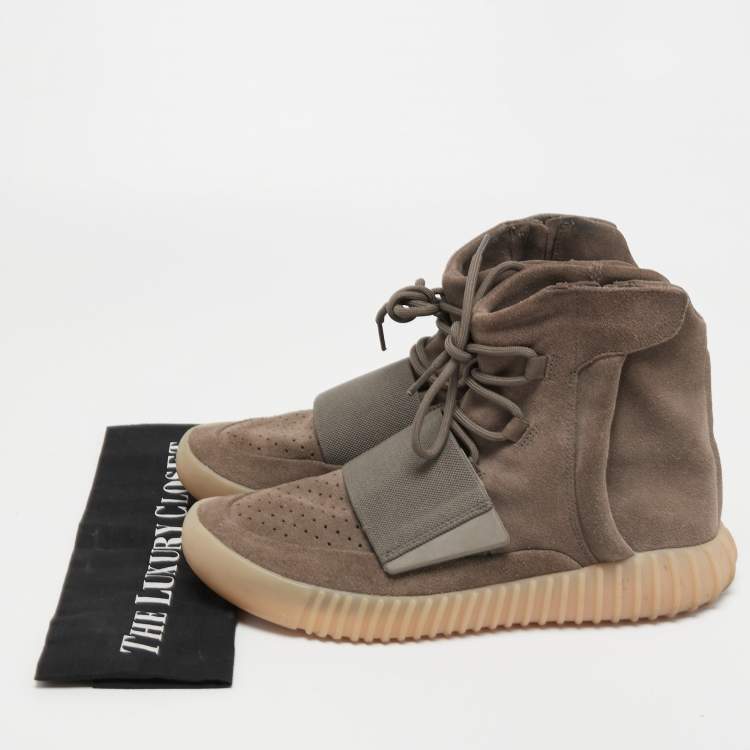 Pre Owned Yeezy x Adidas Brown Suede Boost 750 Light Brown Sneakers Size 44