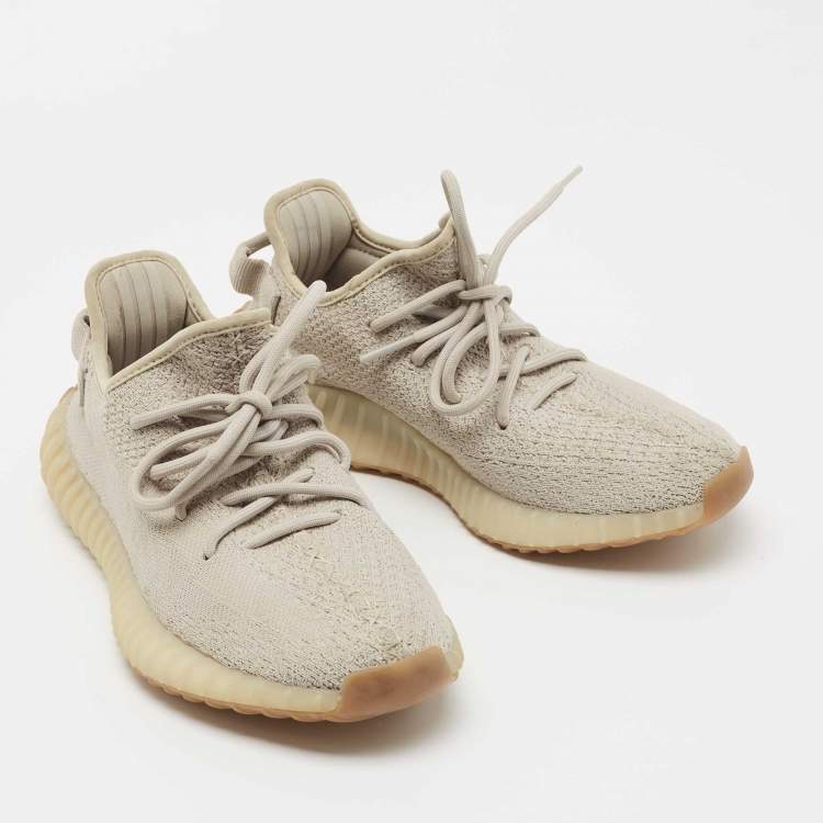 مملوكة مسبقًا Yeezy x Adidas Beige Knit Fabric Boost 350 V2 Sesame Sneakers Size 39 1/3 