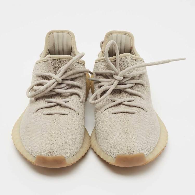 مملوكة مسبقًا Yeezy x Adidas Beige Knit Fabric Boost 350 V2 Sesame Sneakers Size 39 1/3 