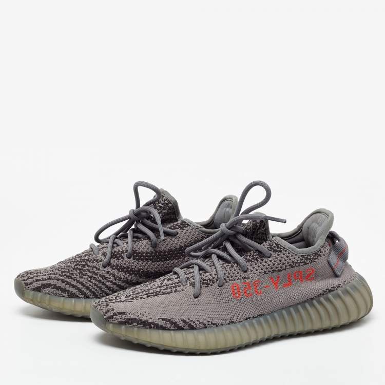 Pre Owned Yeezy x adiddas Grey Knit Fabric Boost 350 V2 Sneakers Size 40 2/3