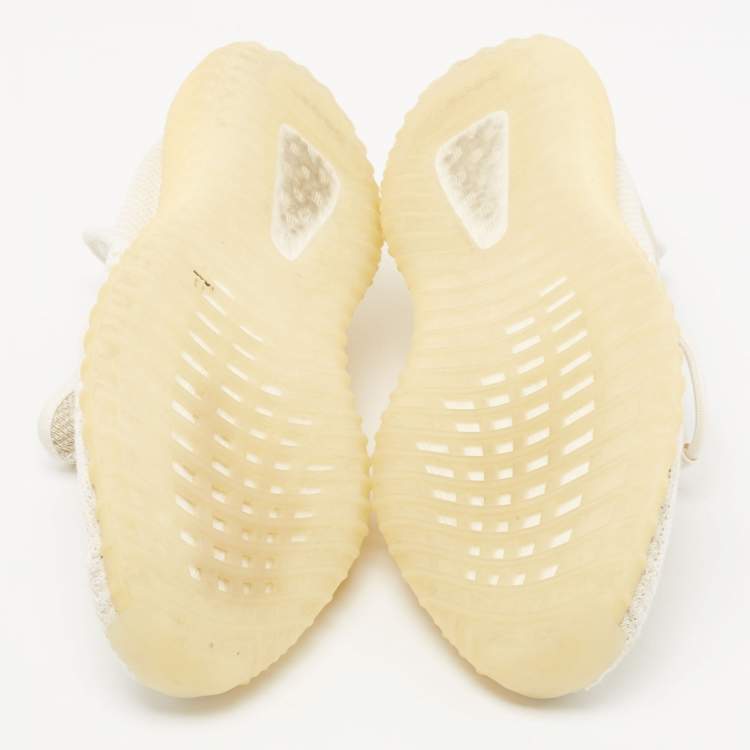 Pre Owned Yeezy x Adidas White Knit Fabric Boost 350 V2 Natural Sneakers Size 41 1/3