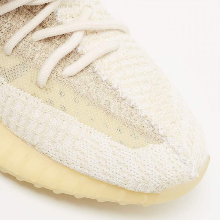 Pre Owned Yeezy x Adidas White Knit Fabric Boost 350 V2 Natural Sneakers Size 41 1/3