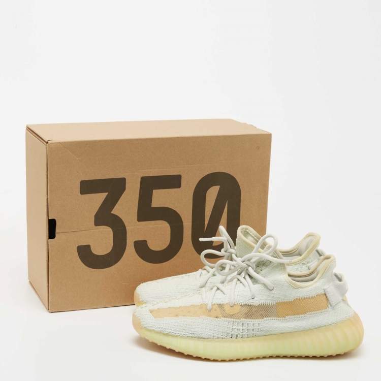 Pre Owned Yeezy x Adidas Green Knit Fabric Boost 350 V2 Cloud Sneakers Size 40