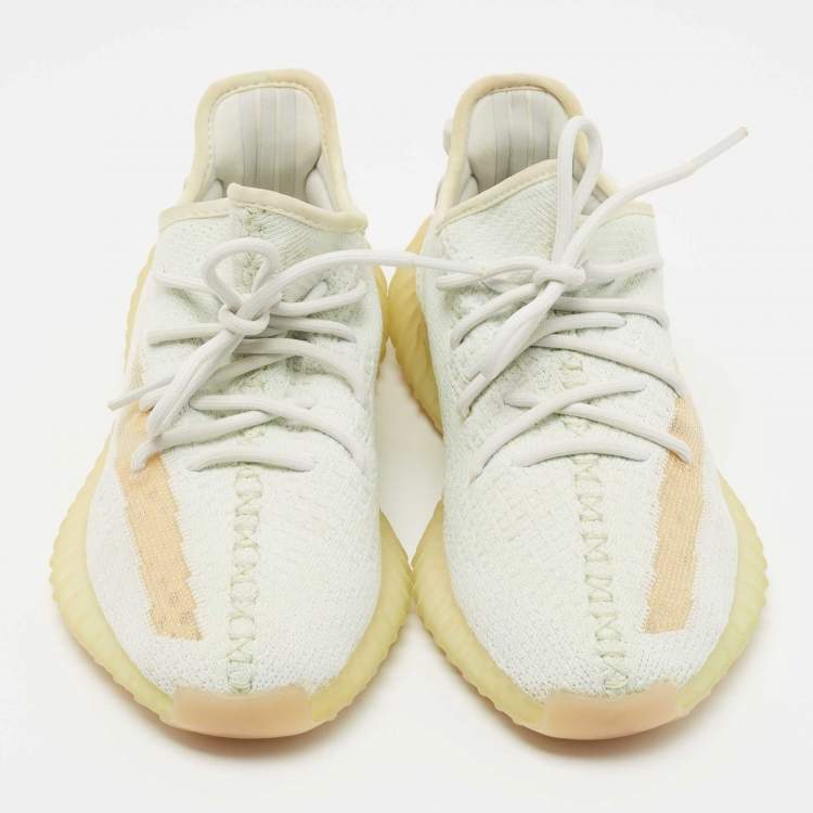 Pre Owned Yeezy x Adidas Green Knit Fabric Boost 350 V2 Cloud Sneakers Size 40