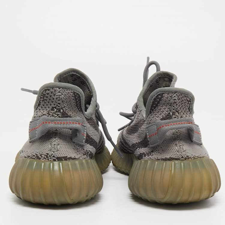 Pre Owned Yeezy x Adidas Grey Knit Fabric Boost 350 V2 Beluga Sneakers Size 40 2/3