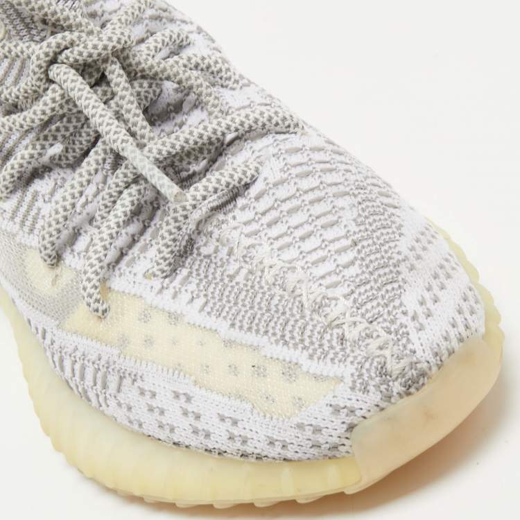 Pre Owned Yeezy x Adidas Grey/White Knit Fabric Boost 350 V2 Static Sneakers Size 39 1/3