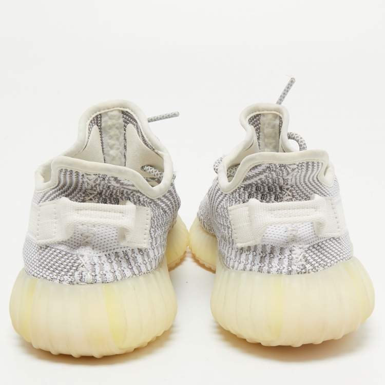 Pre Owned Yeezy x Adidas Grey/White Knit Fabric Boost 350 V2 Static Sneakers Size 39 1/3