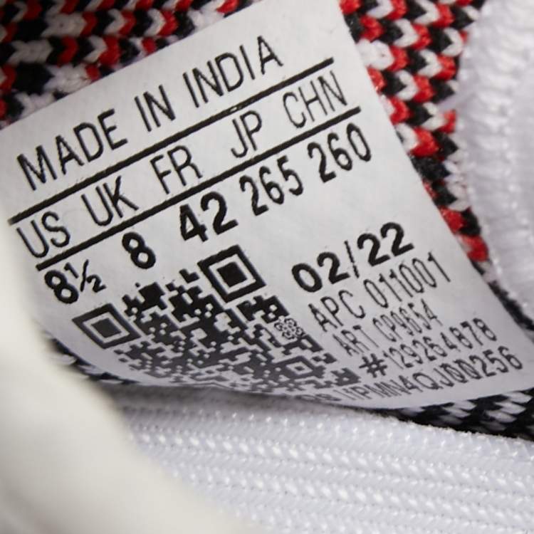 Pre Owned Yeezy x Adiddas White/Black Knit Fabric Boost 350 V2 Zebra Sneakers Size 42