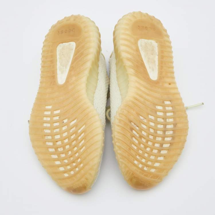 Pre Owned Yeezy x Adidas Cream Knit Fabric Boost 350 V2 Butter Sneakers Size 38 2/3