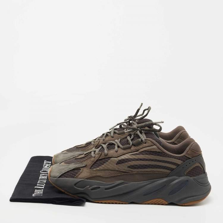 Pre Owned Yeezy x Adidas Grey Suede Boost 350 V2 Geode Sneakers Size 46