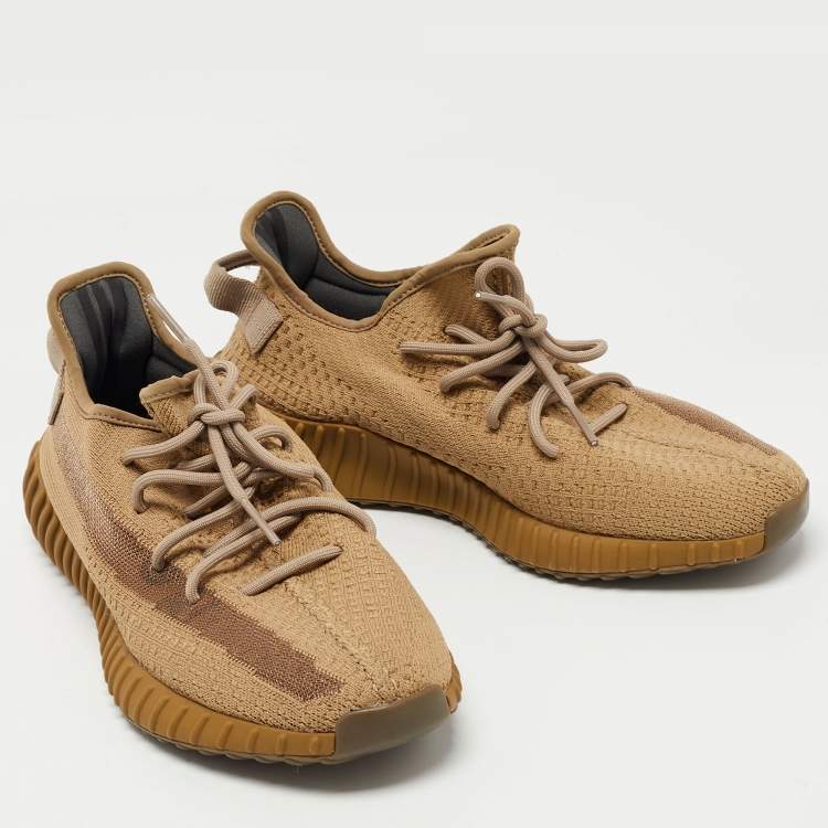 Pre Owned Yeezy x Adidas Olive Green Knit Fabric Boost 350 V2 Earth Sneakers Size 44