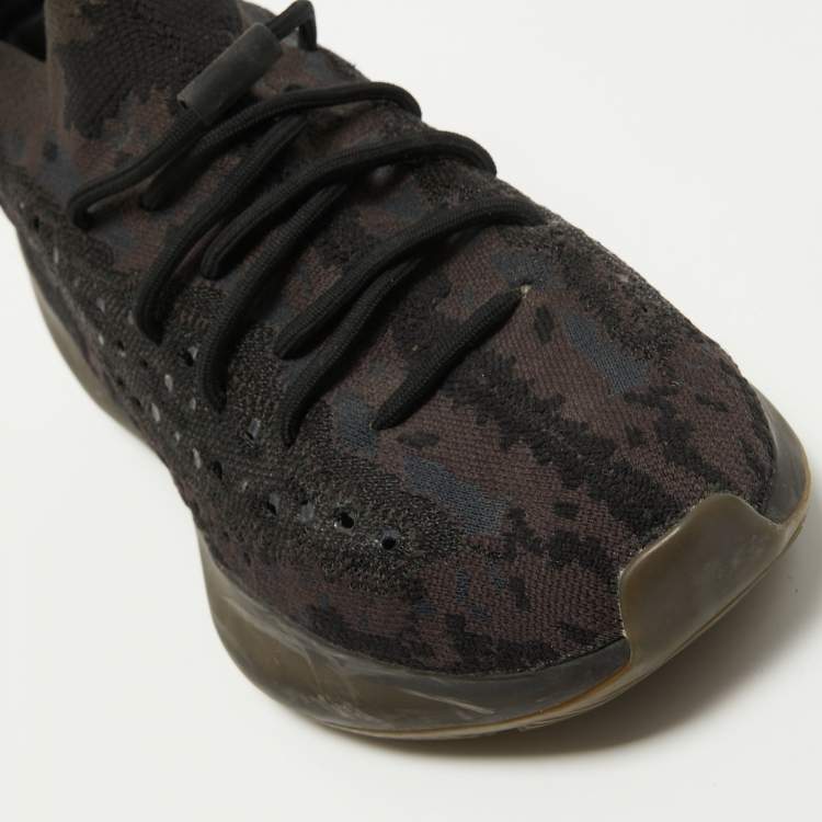 Pre Owned Yeezy x Adidas Black/Brown Knit Fabric Boost 380 Onyx Sneakers Size 46