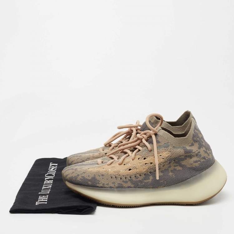 Pre Owned Yeezy x Adidas Grey/Beige Knit Fabric Yeezy 380 “Mist” Sneakers Size 411/3