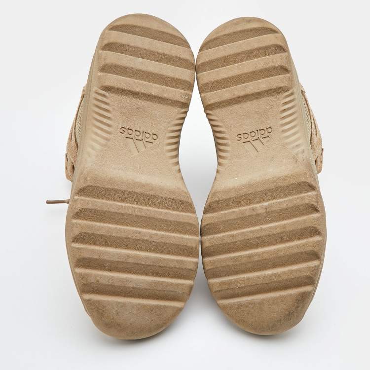 Pre Owned Yeezy x Adidas Beige Suede and Mesh Desert Boot Rock Sneakers Size 46