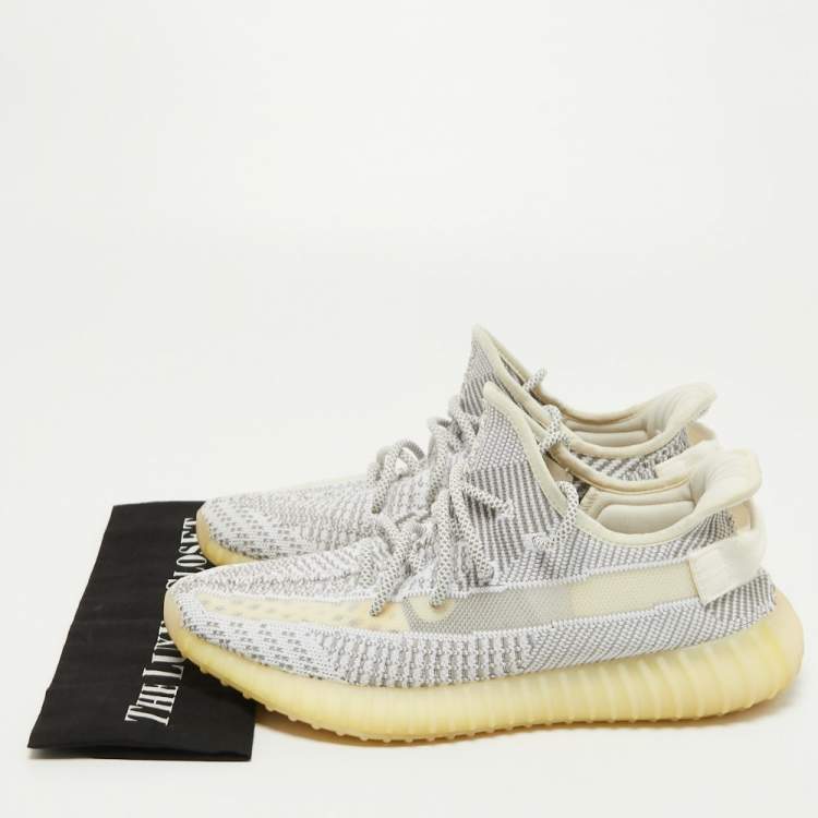 Pre Owned Yeezy x Adidas Grey/White Knit Fabric Boost 350 V2 Static Sneakers Size 43 1/3
