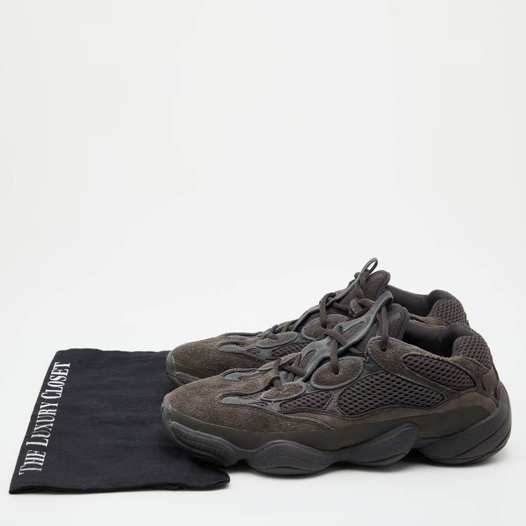 Pre Owned Yeezy x Adidas Black Suede and Mesh Boost 500 Utility Sneakers Size 42