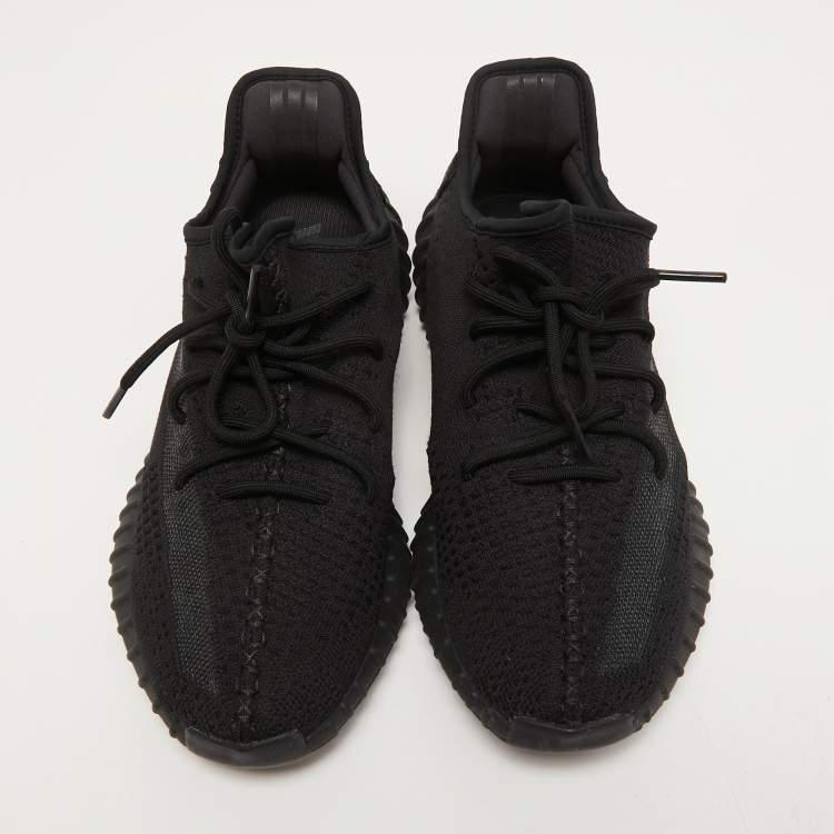 Pre Owned Yeezy x Adidas Black Knit Fabric Boost 350 V2 Onyx Sneakers Size 45 1/3