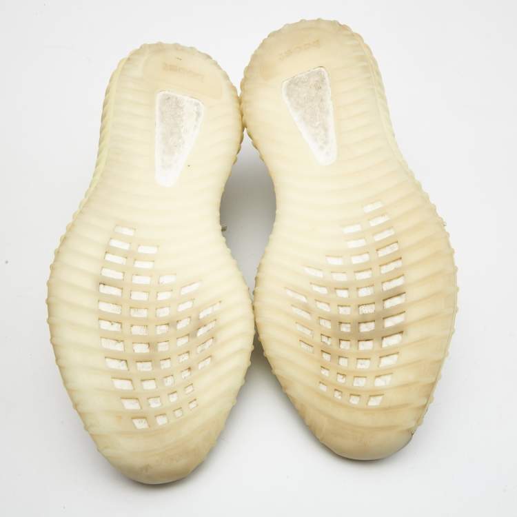 Pre Owned Yeezy x Adiddas White/Black Knit Fabric 350 V2 White Core sneakers Size 46 2/3