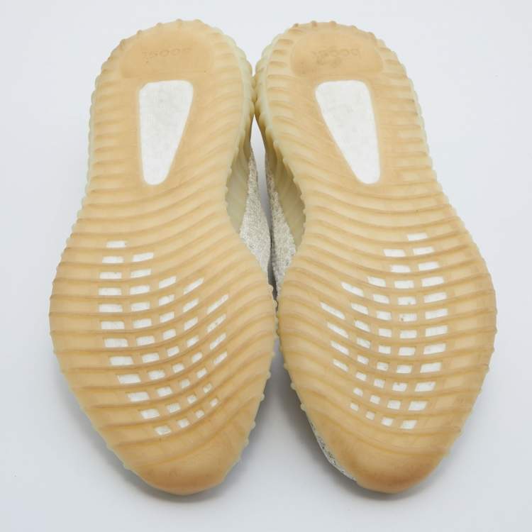 Pre Owned Yeezy x Adidas Cream Knit Fabric Boost 350 V2 Light Sneakers Size 41 1/3