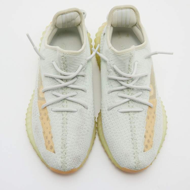 Pre Owned Yeezy x Adidas Light Green Cotton Knit Boost 350 V2 Hyperspace Sneakers Size 42 2/3
