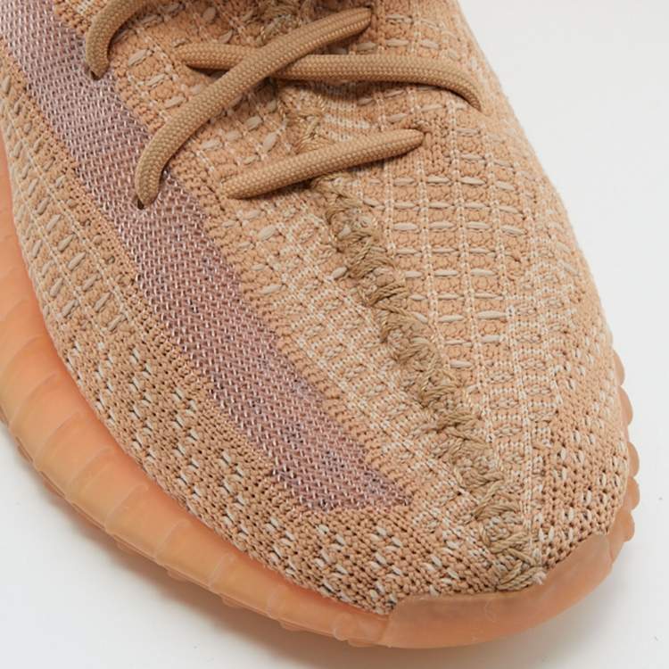 مملوكة مسبقًا Yeezy x Adidas Orange Knit Fabric Boost 350 V2 Clay Sneakers Size 40 2/3
