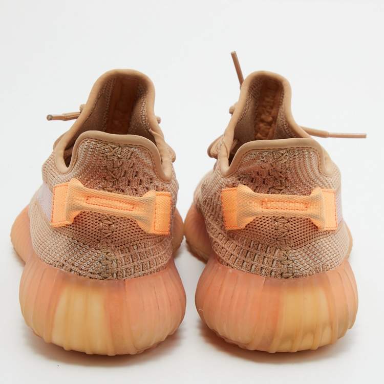 مملوكة مسبقًا Yeezy x Adidas Orange Knit Fabric Boost 350 V2 Clay Sneakers Size 40 2/3