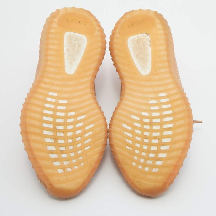 مملوكة مسبقًا Yeezy x Adidas Orange Knit Fabric Boost 350 V2 Clay Sneakers Size 40 2/3