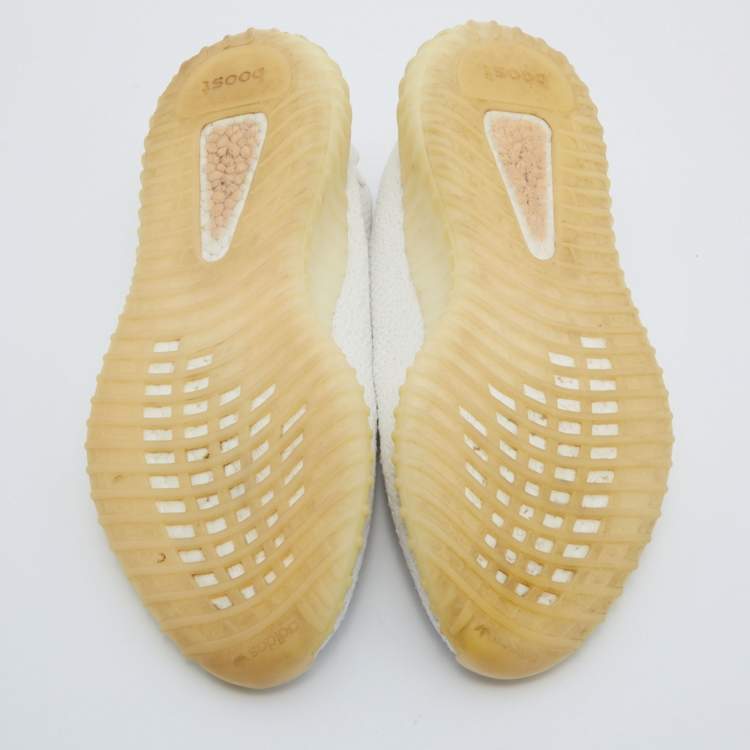 Pre Owned Yeezy x Adidas White Knit Fabric Boost 350 V2 Triple White Sneakers Size 43 1/3