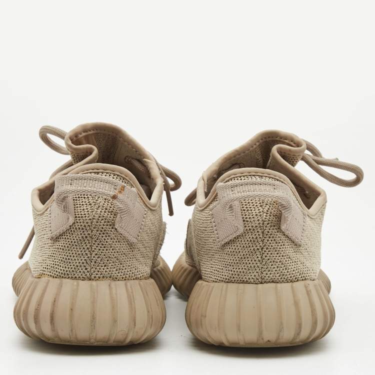 Pre Owned Yeezy x Adidas Beige Knit Fabric Boost 350 V2 Oxford Tan Sneakers Size 39 1/3
